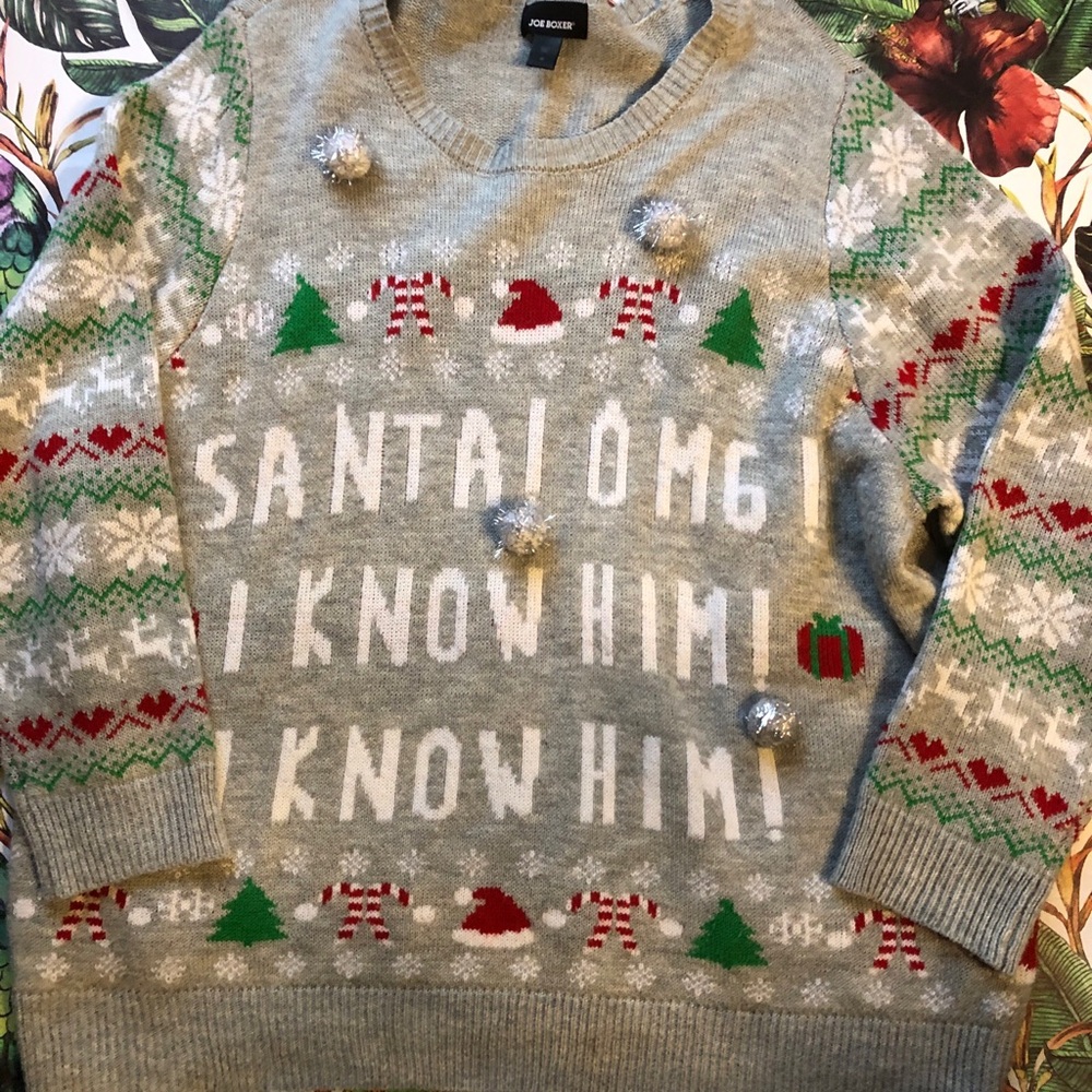 Joe Boxer Gray 'Santa! Oh My! I Know Him!' Holiday Sweater